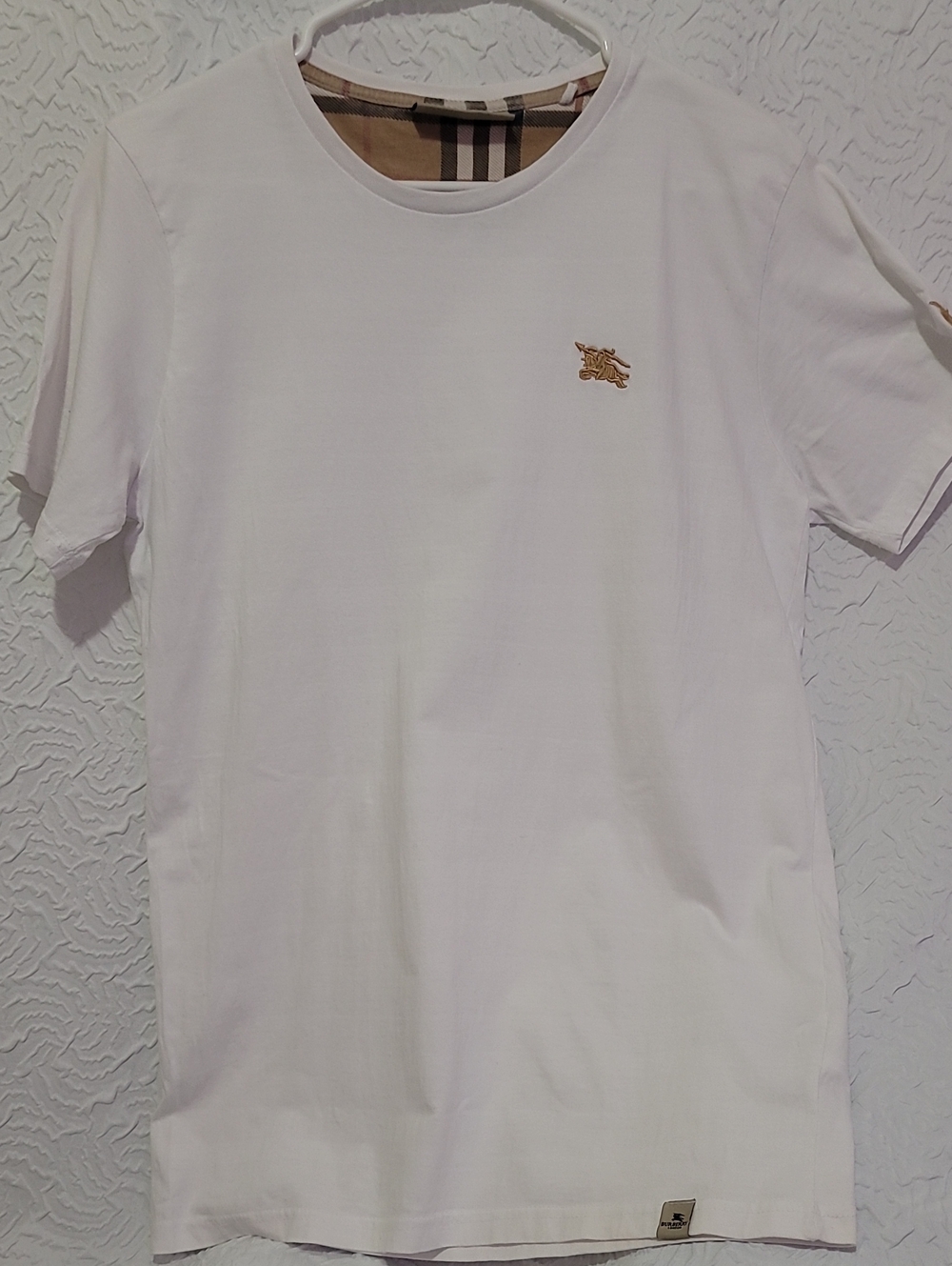 Burberry 💎White Short Sleeve Crewneck T-Shirt with Gold Logo